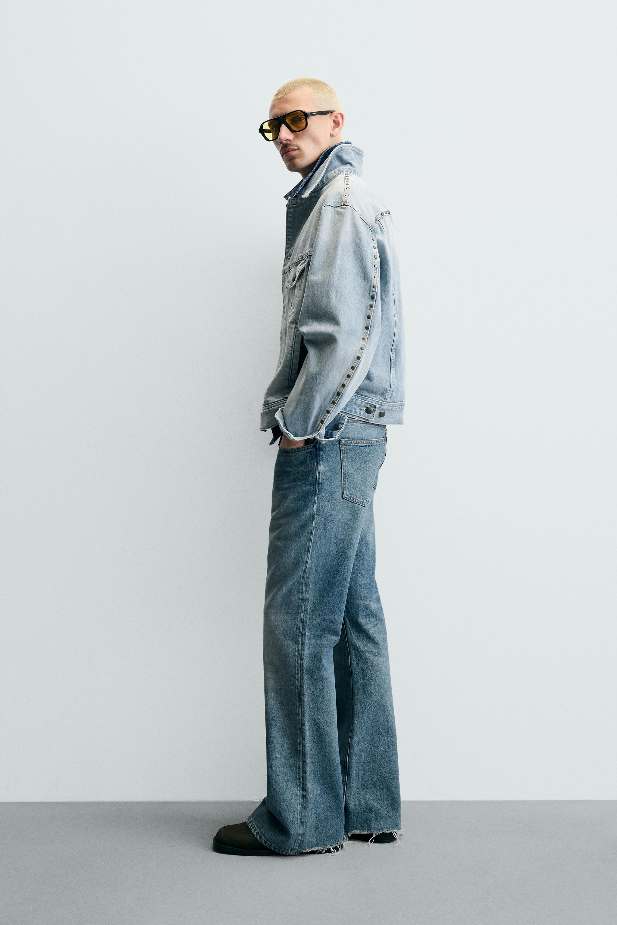 VESTE EN DENIM RELAXED FIT À CLOUS MÉTALLIQUES